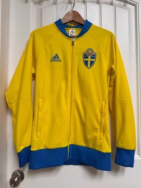 2015 Adidas Yellow and Blue Sweden National Football Jacket. Size S